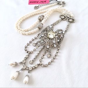 Betsey Johnson ‘Pretty Punk Pearl’ Bow Long Necklace HTF